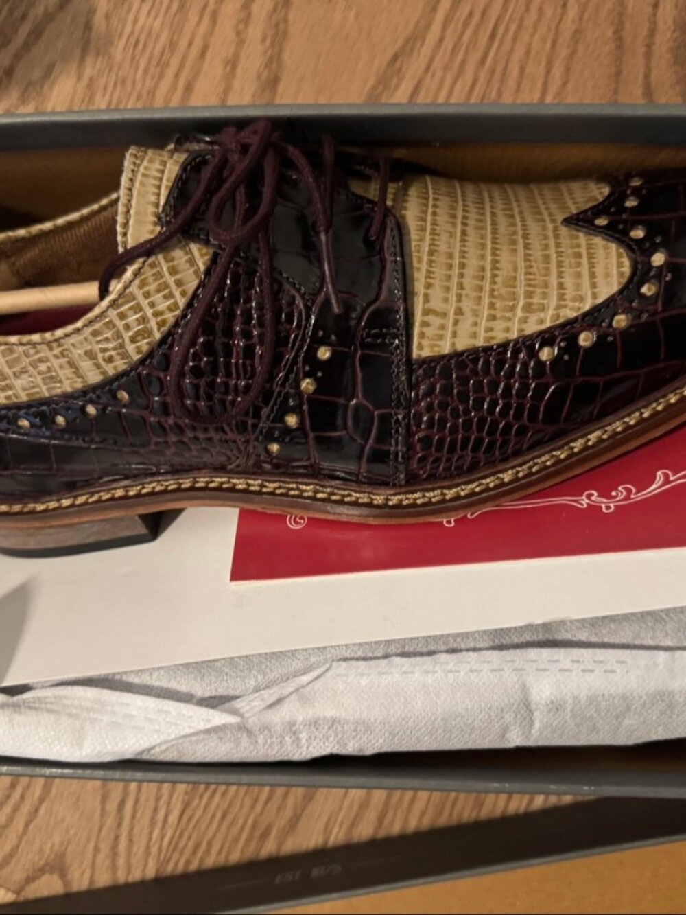 Stacy Adams Mens Travato Wingtip Oxford Tan Multi 8.5 M New In Box